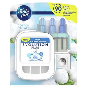 Ambi Pur 3Volution Elektromos légfrissítő kezdőcsomag, 20 ml, Cotton Flower