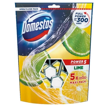 DOMESTOS Power5 WC frissítő blokk Lime 5 x 55 g