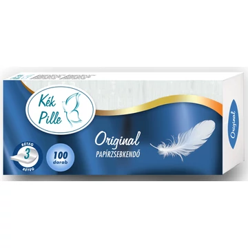 Kék Pille Papír Zsebkendő 100 Darab 3 Rétegű Original