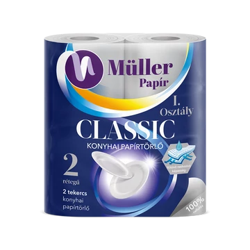 Müller Classic Kéztörlő 2 Tekercses 2 Rétegű 2 x 50 Lap Cellulóz, Felezhető