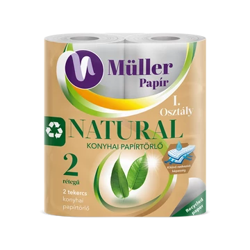 Müller Natural Kéztörlő 2 Tekercses 2 Rétegű 2 x 50 Lap Recyklalt