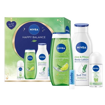 Nivea ajándékcsomag Happy Balance tusfürdő 250ml+testápoló 400ml+roll on 50ml+labello