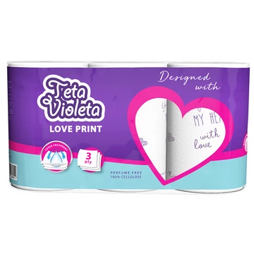 VIOLETA PAPÍRTÖRLŐ 3 TEK. 3 RÉTEG LOVE MINTÁS