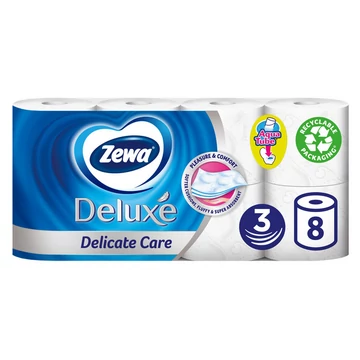 Zewa Deluxe 3 rétegű toalettpapír 8 tekercs Illatmentes DELICATE CARE