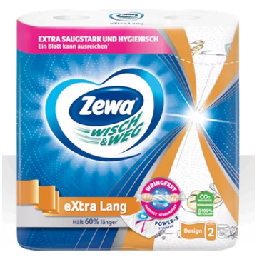 Zewa Wisch &amp; Weg Extra Long Design háztartási papírtörlő 2 tekercs 2 réteg