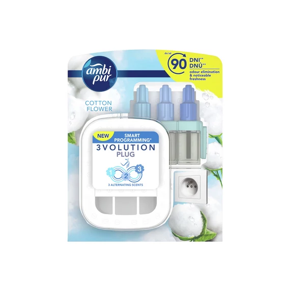 Ambi Pur 3Volution Elektromos légfrissítő kezdőcsomag, 20 ml, Cotton Flower