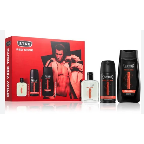 STR8 Ajándékcsomag Red Code ASL 50 ml + Deo 150 ml + Tusfürdő 250 ml