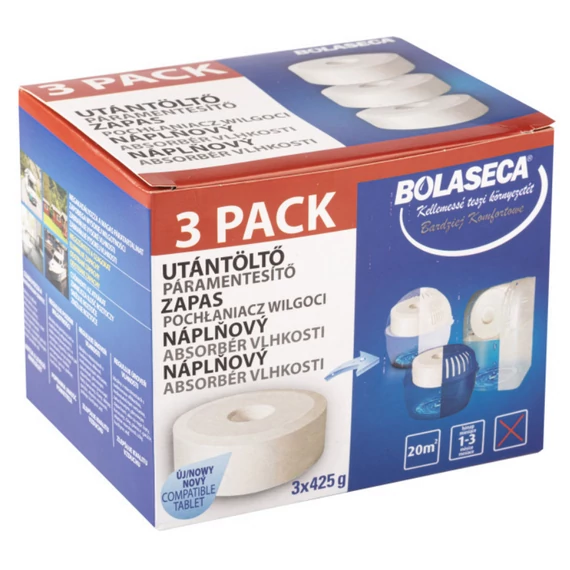 Bolaseca Páramentesítő Készülék Utántöltő Tabletta 3x425 g Lyukas