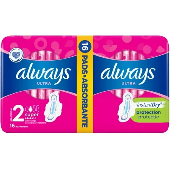 Always Ultra Super (S2) Szárnyas Egészségügyi Betét 16 Db