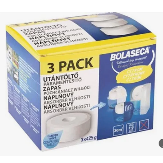 BOLASECA PÁRAMENTESÍTŐ UTÁNTÖLTŐ TABLETTA 3 X 425 GR LYUKAS CITROM