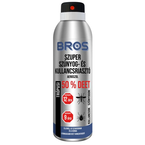Bros Szúnyog és Kullancsriasztó Trópusi Aeroszol 50% DEET 180 ml B1760