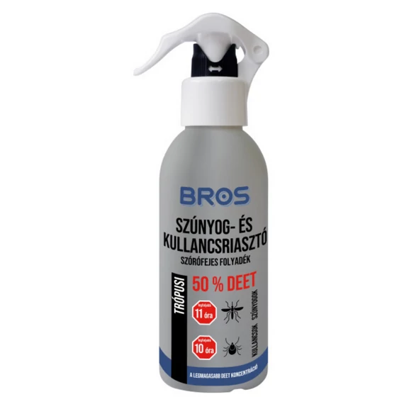 Bros Szúnyog és Kullancsriasztó Trópusi Szórófejes Folyadék 50% DEET 130 ml B1762