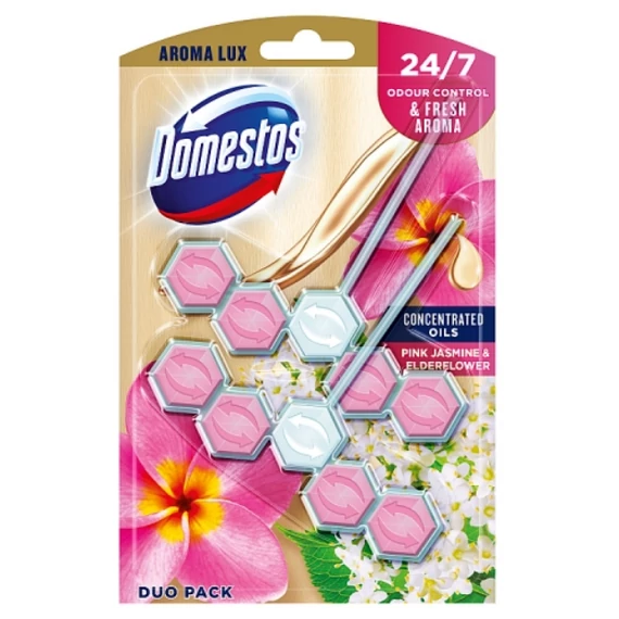 DOMESTOS Aroma Lux Pink Jasmine & Elderflower WC frissítő blokk 2 x 55 g