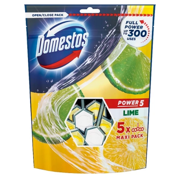 DOMESTOS Power5 WC frissítő blokk Lime 5 x 55 g