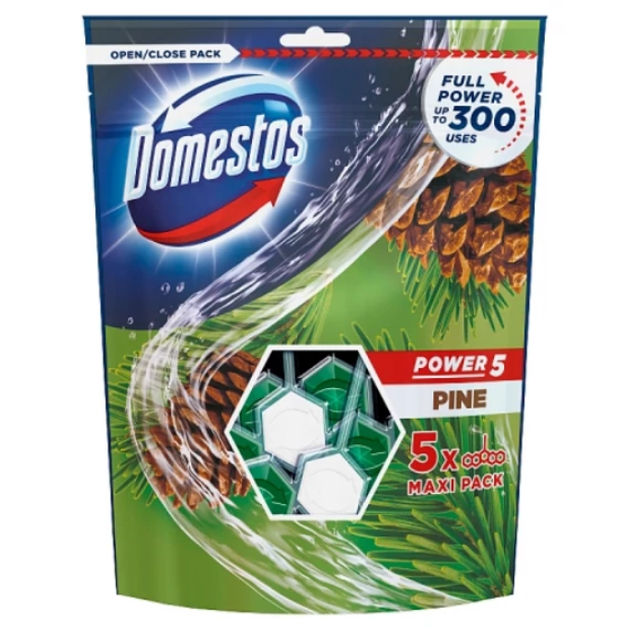 DOMESTOS Power5 WC frissítő blokk Pine 5 x 55 g