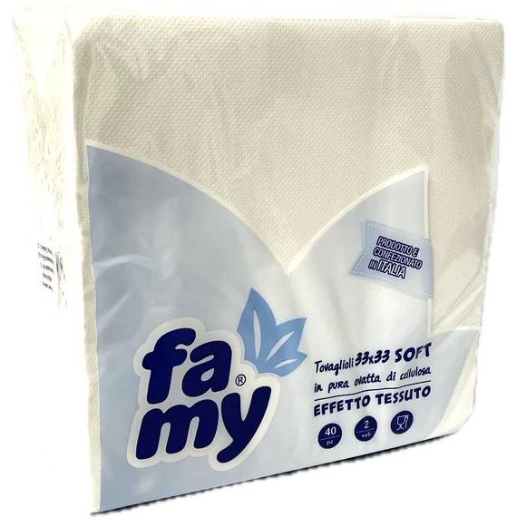 SZALVÉTA FAMY TEXTILHATÁSÚ FEHÉR 33X33CM 40LAP 2 RÉTEG