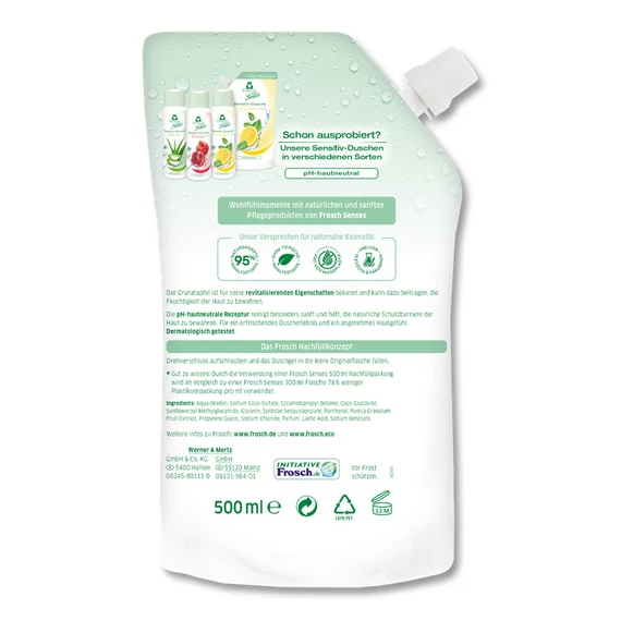 Frosch Tusfürdő Gránátalma utántöltő 500 ml