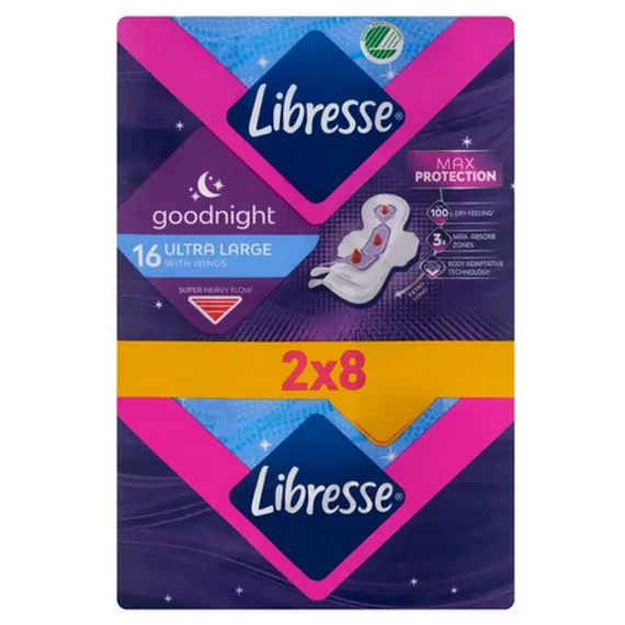 Libresse Ultra Goodnight Large Wings egészségügyi betét - 16 db