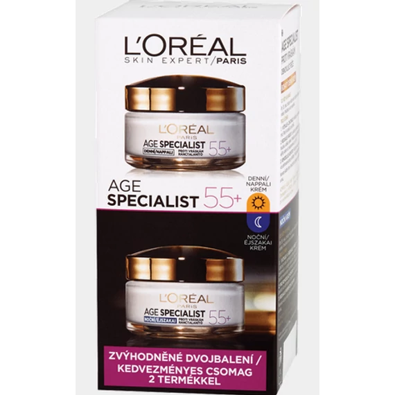 Loreal Age Specialist 55+ csomag, 2 x 50 ml (nappali + éjszakai arckrém)