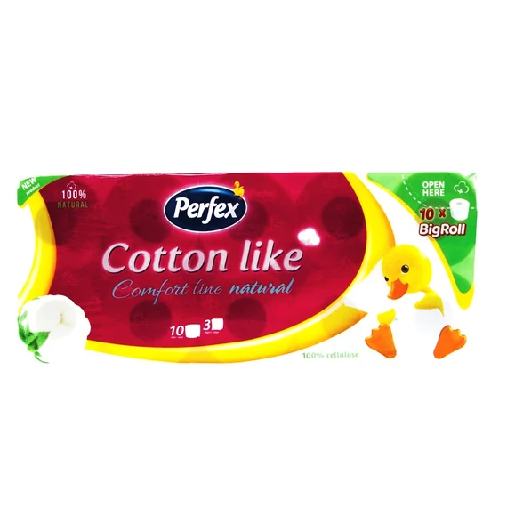 Perfex Cotton Like Comfort Line Natural Toalettpapír 10 Tekercs 3 Réteg 140 Lap