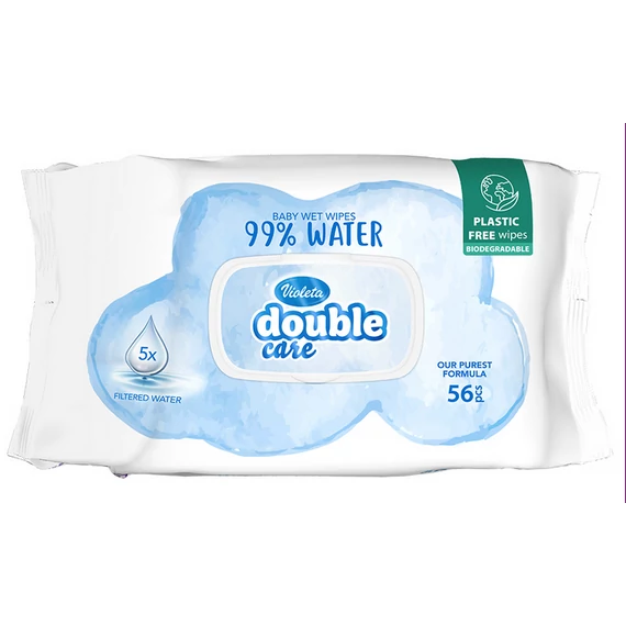 Violeta Double Care Popsitörlő 56 db - Water Care  99% Víztartalommal