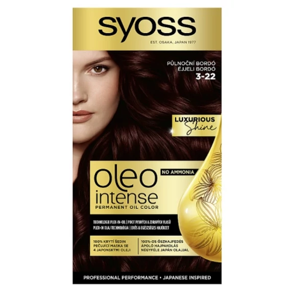 Syoss Oleo Intense tartós hajfesték 3-22 Éjjeli bordó