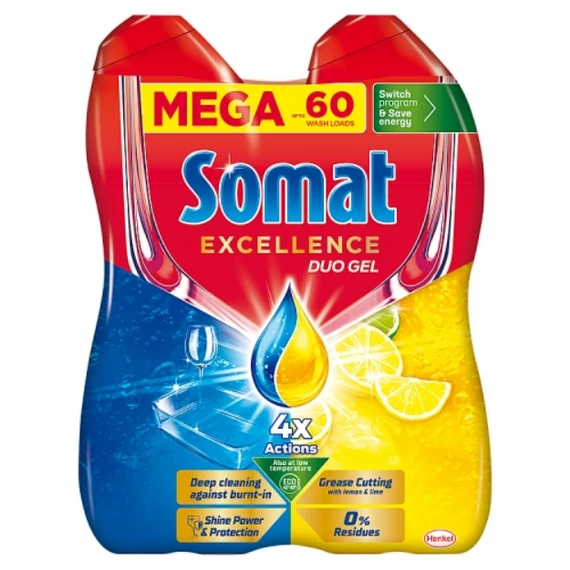 Somat Excellence Duo Gel Grease Cutting Lemon mosogatógél 2 x 540 ml