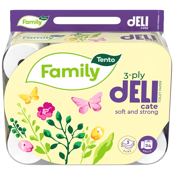 Tento Family Delicate Toalettpapír 3 rétegű 24 tekercs   / 24x 117 lap, 14 m / tekercs