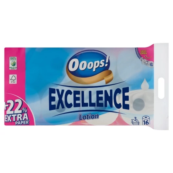 Ooops! Excellence Lotion toalettpapír 3 rétegű 16 tekercs