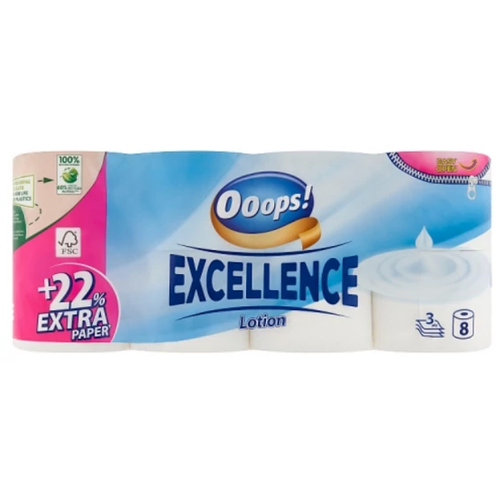 Ooops! Excellence Lotion toalettpapír 3 rétegű 8 tekercs