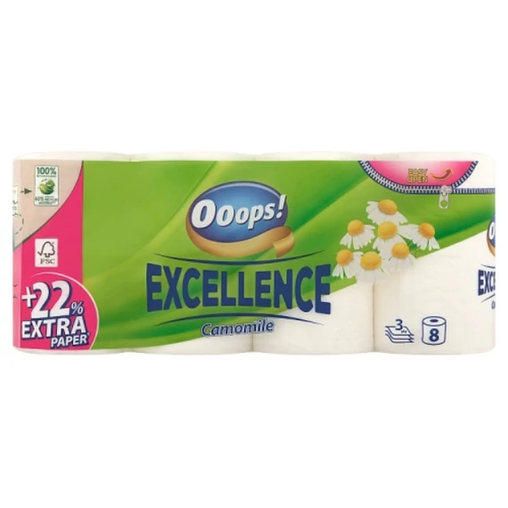 Ooops! Excellence Camomile toalettpapír 3 rétegű 8 tekercs