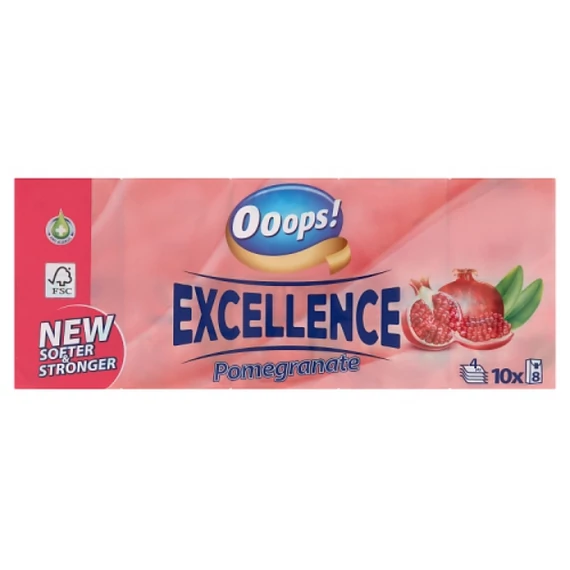 Ooops! Excellence Pomegranate illatosított papír zsebkendő 4 rétegű 10 x 8 db