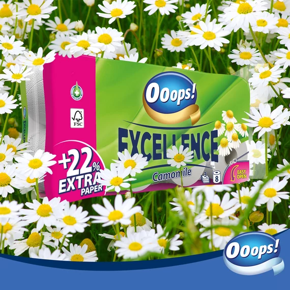 Ooops! Excellence Camomile toalettpapír 3 rétegű 8 tekercs