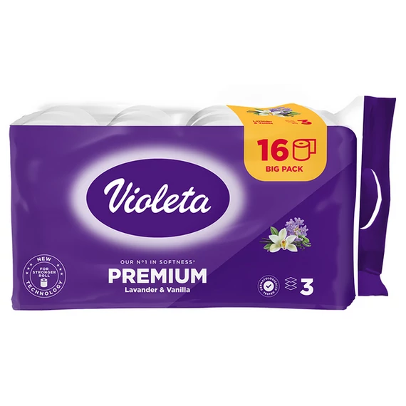 VIOLETA 16 Tekercs 3 Réteg Prémium toalettpapír – Levendula-Vanília illatú