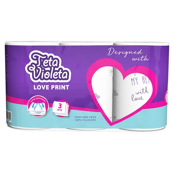 VIOLETA PAPÍRTÖRLŐ 3 TEK. 3 RÉTEG LOVE MINTÁS
