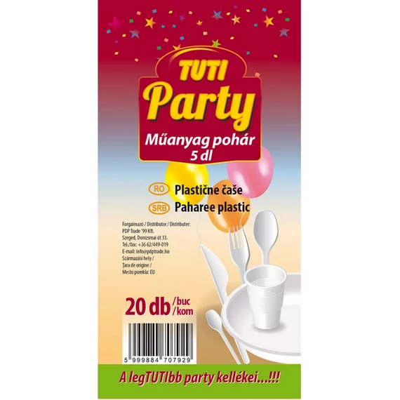 PARTY MŰANYAG POHÁR 5DL 20DB-OS VÍZTISZTA